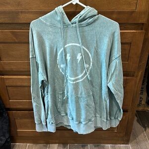 Vintage-look green smiley hoodie